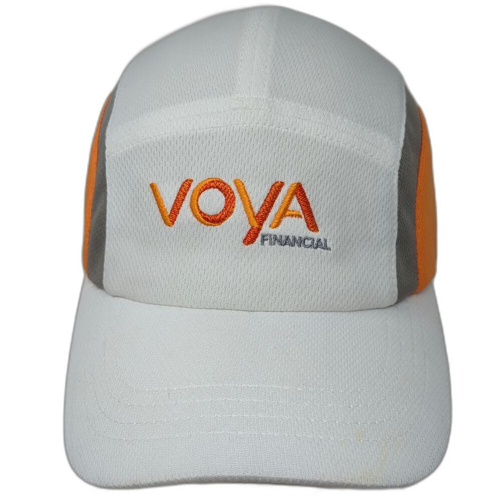 4imprint 5 Panel White Gray Orange One Size Voya Financial Polyester Hat Stripe